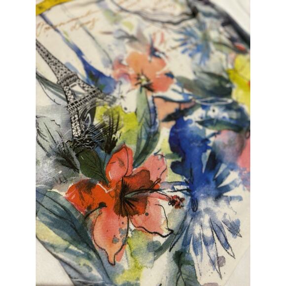 IMPULSE CA New Womens TRAVEL KNIT TUNIC 3/4 SLEEVE Bright Bold Floral Paris Sz M - Picture 2 of 6